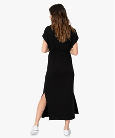 robe de grossesse longue a manches courtes noirF924101_3