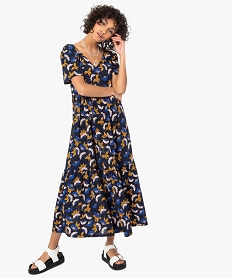 GEMO Robe femme à manches courtes avec motifs fleuris Imprimé