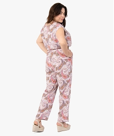 combinaison pantalon femme grande taille a motifs cachemire blancF926601_3
