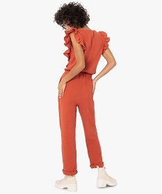 combinaison pantalon femme en gaze de coton rougeF926701_3