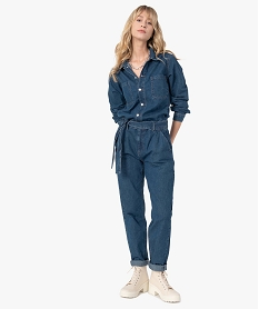 GEMO Combinaison pantalon femme en jean Bleu