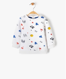 GEMO Sweat bébé garçon molletonné à motifs - LuluCastagnette Blanc