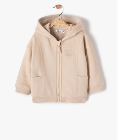 GEMO Sweat zippé molletonné à capuche bébé garçon beige standard