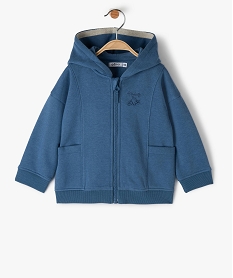 GEMO Sweat zippé molletonné à capuche bébé garçon bleu standard
