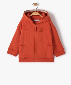 GEMO Sweat zippé molletonné à capuche bébé garçon Orange