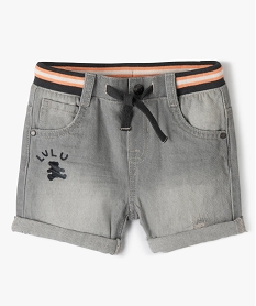 short bebe garcon en jean avec ceinture rayee - lulucastagnette gris shortsF930401_1