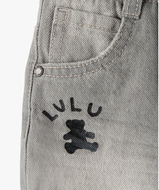 short bebe garcon en jean avec ceinture rayee - lulucastagnette grisF930401_2