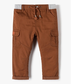 GEMO Pantalon coupe cargo doublé avec taille élastique bébé garçon Brun