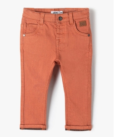 GEMO Pantalon bébé garçon coupe slim en toile extensible Orange