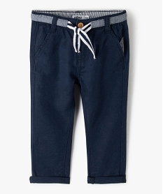 GEMO Pantalon bébé garçon élégant en lin coton Bleu