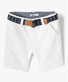 GEMO Bermuda bébé garçon en toile avec ceinture amovible Blanc