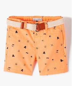 short bebe garcon imprime en lin et coton - lulucastagnette orange shortsF932501_1