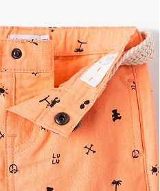 short bebe garcon imprime en lin et coton - lulucastagnette orange shortsF932501_2