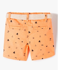 short bebe garcon imprime en lin et coton - lulucastagnette orange shortsF932501_3