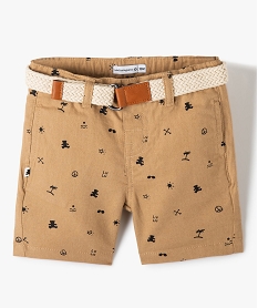 short bebe garcon imprime en lin et coton - lulucastagnette beige shortsF932601_1