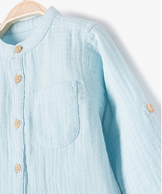 chemise bebe garcon a col rond et manches retroussables bleuF933801_2