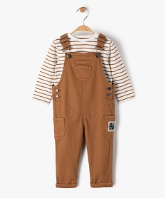 GEMO Ensemble bébé garçon 2 pièces : salopette + tee-shirt Brun