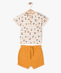 ensemble bebe garcon 2 pieces   short en gaze et tee-shirt tunisien jaune shortsF934801_1