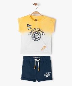 GEMO Ensemble bébé garçon 2 pièces : tee-shirt loose + short - Camps United Bleu