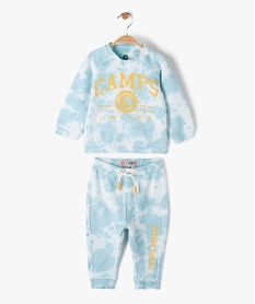 GEMO Ensemble bébé garçon 2 pièces : sweat et pantalon de jogging tie-and-dye - Camps United Bleu