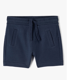 GEMO Short bébé garçon en maille avec ceinture bord-côte navy
