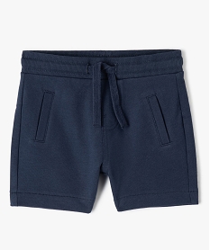 GEMO Short bébé garçon en maille avec ceinture bord-côte Bleu