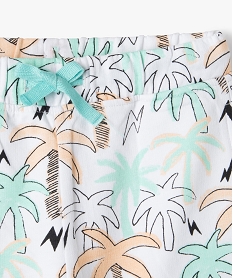 bermuda bebe garcon en jersey imprime palmiers a taille elastiquee blancF938301_2