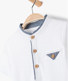 tee-shirt bebe garcon avec col rond a lisere contrastant blanc polosF939601_2