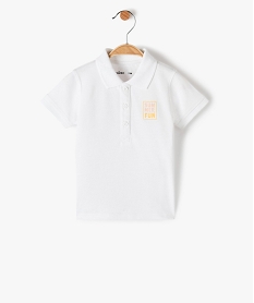 GEMO Polo bébé garçon en maille piquée avec petit motif poitrine Blanc