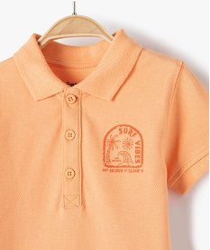 polo bebe garcon en maille piquee avec petit motif poitrine orange polosF940301_2
