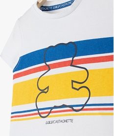 tee-shirt bebe garcon a rayures multicolores - lulucastagnette blancF941101_2