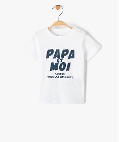 GEMO Tee-shirt bébé garçon avec inscription devant Blanc