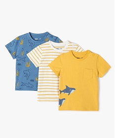 GEMO Tee-shirt bébé garçon à motifs et poche poitrine (lot de 3) jaune standard