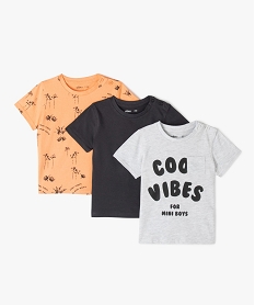 GEMO Tee-shirt bébé garçon à motifs et poche poitrine (lot de 3) Gris