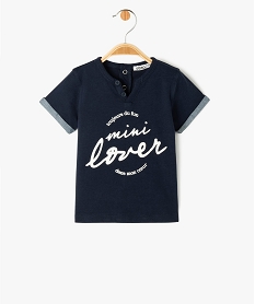 tee-shirt bebe garcon imprime avec inscription bleuF943901_1