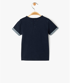tee-shirt bebe garcon imprime avec inscription bleu tee-shirts manches courtesF943901_3