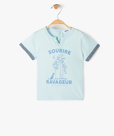 tee-shirt bebe garcon imprime avec inscription bleu tee-shirts manches courtesF944001_1