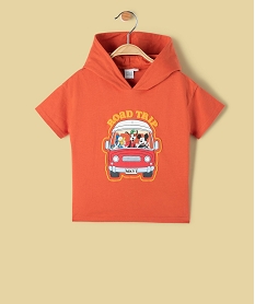 GEMO Tee-shirt bébé garçon à capuche avec motif Mickey - Disney Orange
