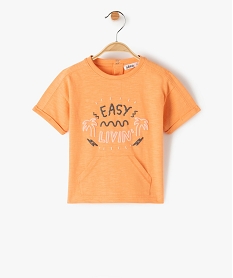 tee-shirt bebe garcon loose a manches courtes et poche kangourou orange tee-shirts manches courtesF946201_1