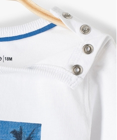 tee-shirt bebe garcon a manches longues et imprime - lulucastagnette blanc tee-shirts manches longuesF946301_4