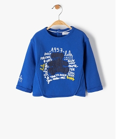 tee-shirt bebe garcon imprime a decoupes originales - lulucastagnette bleu tee-shirts manches longuesF946401_1