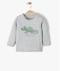 GEMO Tee-shirt bébé garçon à manches longues avec message Gris