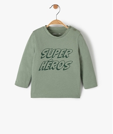 GEMO Tee-shirt bébé garçon à manches longues avec message vert standard