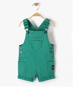 salopette bebe garcon courte en denim stretch colore vertF948501_1