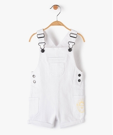 GEMO Salopette bébé garçon courte en denim stretch coloré blanc vif