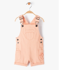 salopette bebe garcon courte en denim stretch colore orangeF948701_1