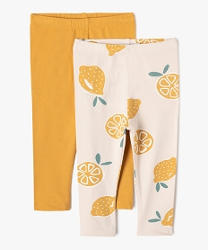 GEMO Leggings bébé fille uni et imprimé  (lot de 2) Jaune