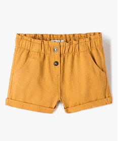 short uni avec ceinture elastiquee bebe fille jaune shortsF949901_1