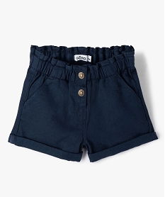 GEMO Short uni avec ceinture élastiquée bébé fille Bleu