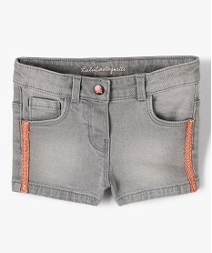 GEMO Short bébé fille en jean avec bandes pailletées - LuluCastagnette Gris